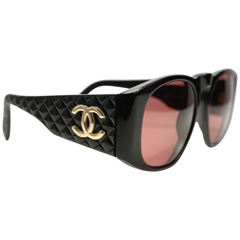 Vintage CHANEL Sunglasses Quilted Wrap Shields CC Logo 